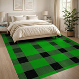Bold Green Black Buffalo Check Area Rug