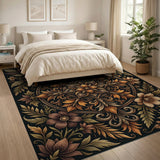 Ornate Brown Floral Mandala Area Rug
