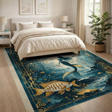 Teal Mermaid Moonlit Lagoon Area Rug