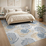 Abstract Blue Snail Swirl Area Rug