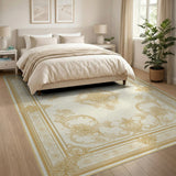 Gold and Silver Gold Floral Vintage Area Rug
