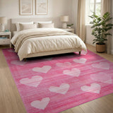 Ombre Pink Hearts Area Rug