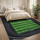 Soccer Field Stadium Track Area Rug
