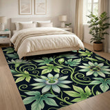 Passionflower Vines Green Area Rug