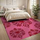 Vintage Pink Damask Floral Area Rug