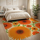 Vibrant Orange Gerbera Daisy Area Rug