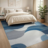 Abstract Blue Wave Geometric Geometric Modern Area Rug