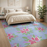 Whimsical Pink Hibiscus Floral Area Rug