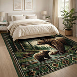 Grizzly Mother Bear and Cub Forest Lake Rug