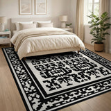 Black White Persian Border Area Rug