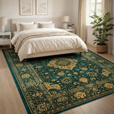 Green Traditional Persian Emerald Green Traditional Persian Medallion Rug