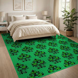 Vibrant Teal Green Damask Pattern Area Rug