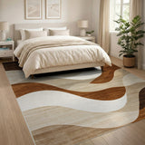 Wavy Brown and Tan Wavy Brown Tan Abstract Area Rug