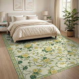 Yellow Peony Vine Floral Area Rug
