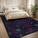 Purple Floral Mandala Washable Area Rug