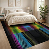 Vibrant Multi-Color Geometric Stripe Area Rug