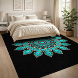Mandala Teal Mandala Geometric Area Rug