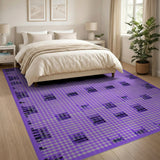 Purple Geometric Checkered Area Rug