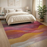 Layered Sunset Mountains Abstract Area Rug