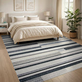 Modern Grey Geometric Stripe Geometric Modern Area Rug