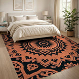 Traditional Persian Vibrant Orange Mandala Persian Area Rug