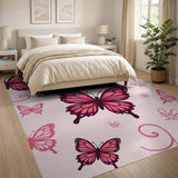 Whimsical Pink Butterfly Swirl Area Rug