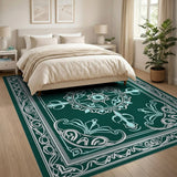 Ornate Teal Green Persian Area Rug