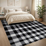Black and White Rustic Farmhouse Rustic Black White Checkered Area Rug