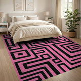 Geometric Modern Bold Pink Geometric Maze Area Rug