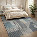 Modern Geometric Grey Teal Area Rug