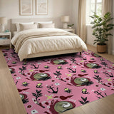 Pink Nautical Anchors Seashells Pattern Rug