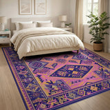 Vibrant Purple Pink Geometric Diamond Rug