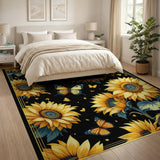 Vibrant Sunflowers Butterflies Area Rug