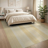 Beige and Neutral Beige Vertical Stripe Woven Area Rug