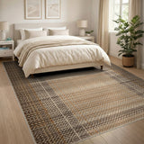 Tan Brown Geometric Woven Area Rug