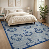 Nautical Navy Anchors Sailboats Area Rug