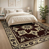 Elegant Traditional Persian Rug in Beige Maroon