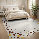 Gold Chocolate Polka Dot Border Area Rug