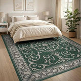 Elegant Green Persian Medallion Area Rug