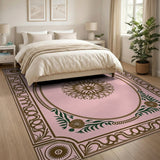 Pink Ornate Floral Vintage Area Rug