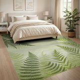 Vintage Green Fern Leaf Area Rug