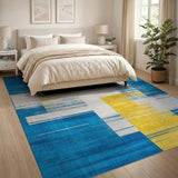 Geometric Modern Bold Blue Yellow Geometric Abstract Area Rug