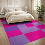 Vibrant Pink Purple Geometric Block Rug