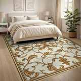 Elegant Gold Floral Scroll Area Rug