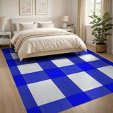 Blue Gingham Check Area Rug