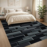 3D Grey Block Geometric Modern Area Rug