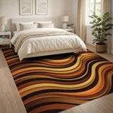 Wavy Layered Orange Abstract Area Rug