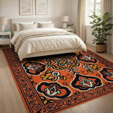 Vibrant Orange Persian Motif Area Rug