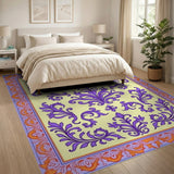 Ornate Purple Floral Vintage Area Rug