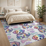 Rainbow Puppy Kids Cartoon Washable Area Rug